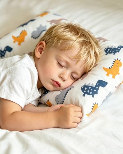 Image of ALVABABY Toddler Pillowcases 2 Pack Organic Cotton Fit 13 inchx 18 inch or 12 inchx16 inch Kids Pillow Cover Envelope for Girl Boy Travel(Pillowcase Only)
