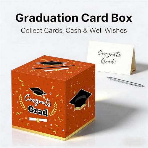 Image of Kelool Graduation Decorations 2026 Orange Graduation Card Box Graduation Party Decorations,Graduation Box,Congrats Grad Gifts Box for 2026 Graduation Party Supplies Favors