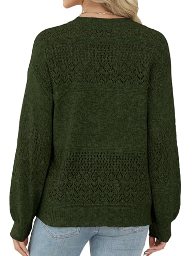 Image of Lylinan Womens Sweaters Casual Boho Long Sleeve Shirts Crewneck Lightweight Crochet Tops Pullover Knit Sweater