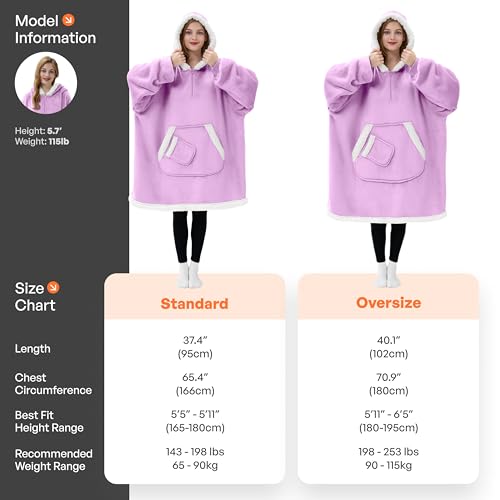 Giggling Getup Wearable Blanket Hoodie for Women Men Gifts for Women Mom Wife Sherpa Fleece Hooded Blanket Sweatshirt Warm Cozy Sherpa Wearable Throw with Pocket and Sleeves for Adult Oversize Violet