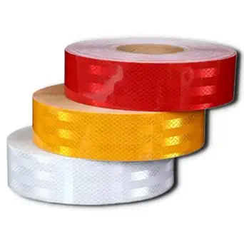 Reflective Radium Warning Tape For road safety purpose Night Safety Sticker High Intensity Conspicuity Red, Yellow & White 2 Inch x 50 Meter (pack of 3 colors)