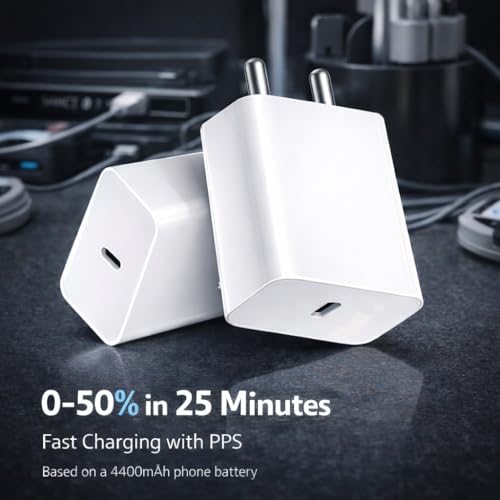 Image of Original 33W Type C Quick Power Charging Adapter Compatible with Nothing Phone 4a|4a Pro|3|3a Lite|3a Pro|2a| 2a Plus|2|CMF 2 Pro|1|Pixel 10a|9a|M35|A57|Buds|33 W Rapid Type C Charger Adaptor, White