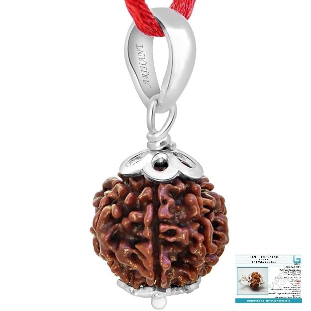 Arihant Gems & Jewels® 7 Mukhi Nepali Rudraksha Pendant in 925 St...