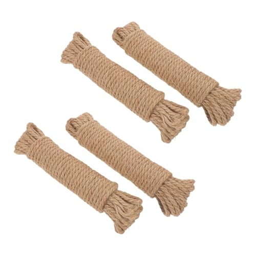 HIAKDOFT 4 Rollos Cuerda de Yute Natural Trenzada para Manualidades y Jardinería Cuerda Antideslizante Resistente para Envolver Mangos de y Embalaje Rústico