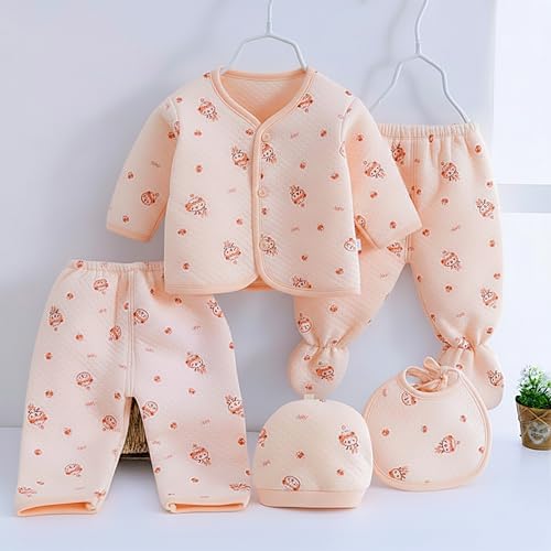 Image of Presents New Born Baby Winter Wear Printed Baby Clothes 5Pcs Sets 100% Cotton Boys Girls Unisex Baby Cotton /Winter or Flannel Suit Infant Clothes