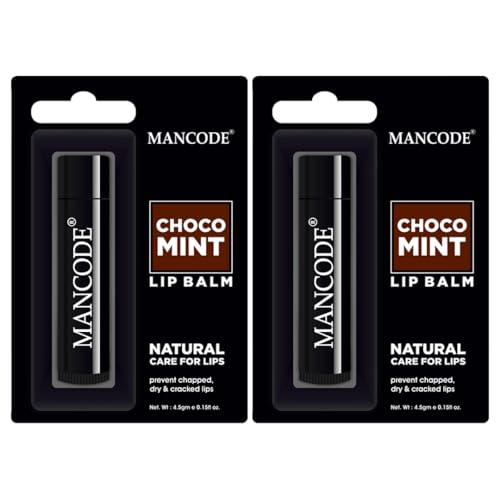 Image of Mancode Nourishing Lip Balm, 4.5g each Pack of 2 - Choco Mint Lip Moisturizer For Dry & Chapped Lips Enriched With Castor Oil, SPF Infused Lip Care Ideal for Men