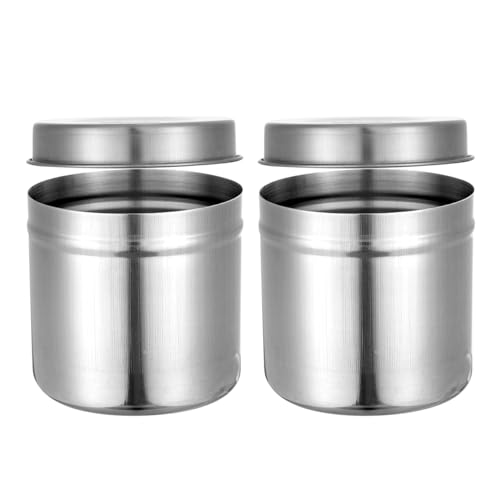 Alipis 2 pack Stainless Steel Storage can Round Storage Container with Lids 3.14X3.14X2.95in Canisters for Seasoning Oil Medicine Home and Restaurant