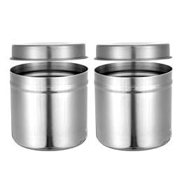 Unomor 2Pcs Stainless Steel Storage Canisters with Airtight Lids 3.14X3.14X2.95In Compact Food Storage Containers for Kitchen Home and Restaurant Use