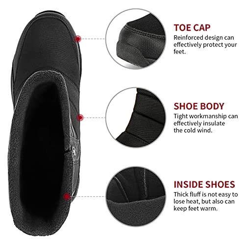 Silentcare Mens Winter Mid-Calf Snow Boot Fur Warm Waterproof Slip On Outdoor Athletic #TOP6