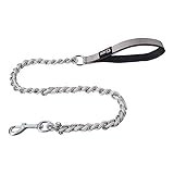 TSPRO Chew Proof Dog Leash Stainless Steel Dog Leash Metal Chain Training Dog Leash with Soft Handle...