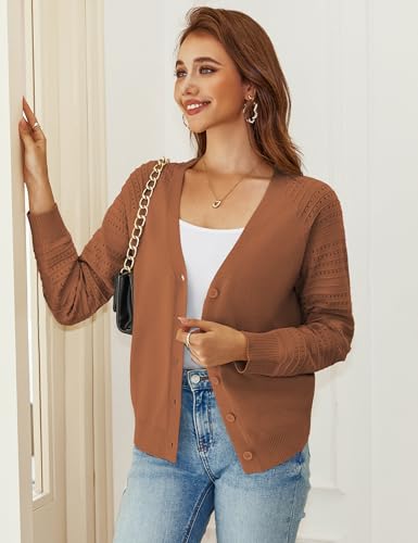 REDHOTYPE Women's Cardigan Sweaters Fashion Button Down Open Front Long Sleeve V Neck Lightweight Cardigans For Women3