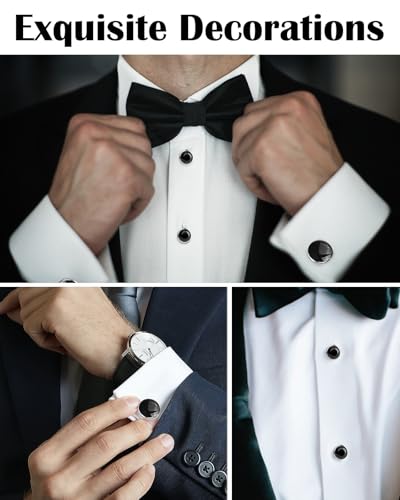 Lictin Men's Cufflinks Cuff Links for Men, Stainless Steel Tuxedo Shirt Cuff Links Set4