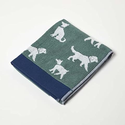 HOMESCAPES Dog Pattern Green Hand Towel Cover