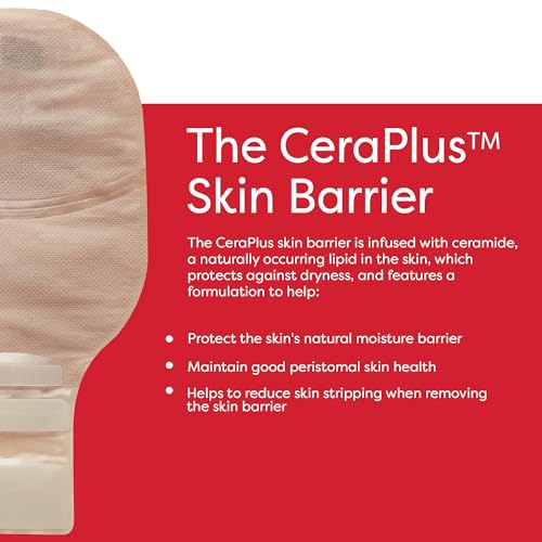 Image of Hollister 8961 CeraPlus Soft Convex 1-Piece 12 inch Drainable Ostomy Pouching System, 5 Pack, Beige with Viewing Option, Pre-Sized 7 /8 inch