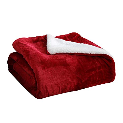 SOCHOW Sherpa Manta de forro polar, doble cara, super suave, de felpa, tamaño de manta de peluche, color rojo