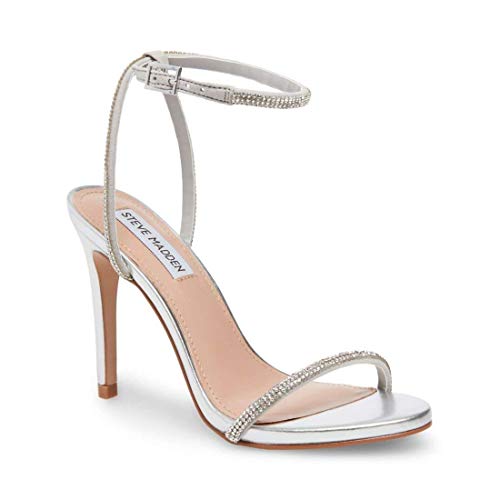 Steve Madden Women's Festive Heeled Sandal, Silver, 8 M US