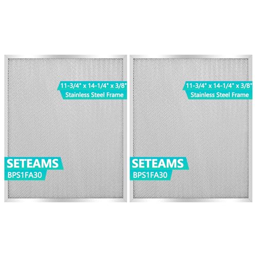 BPS1FA30 Stainless Steel Frame Range Hood Filter - Compatible with Broan BPS1FA30 99010299, NuTone WS1, 11-3/4" x 14-1/4" Grease Mesh Filter by seteams (2-Pack)