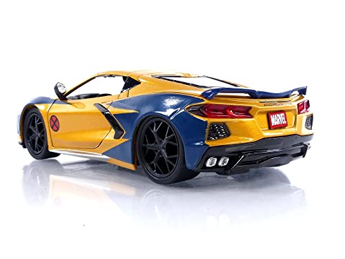 Jada Toys Marvel Wolverine X-Men 1:24 2020 Chevy Corvette Die-Cast Car With 2.75" Wolverine Figure #TOP2
