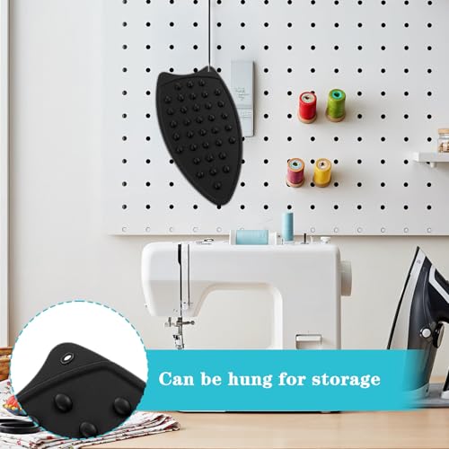 Image of Silicone Iron Rest Pads, Multipurpose Heat Resistant Mat Iron Pad Ironing Mat for Ironing Board, Protective Pads Resting Plate for Hot Flat Irons Curling Wands, Hot Tool Holder (Black)​