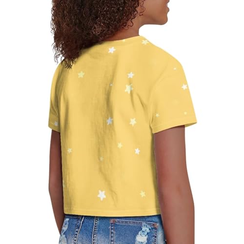 Image of Girls Fashion Crewneck Tee Shirts Casual Short Sleeve Crop Top Summer Outfits 5-14 Year