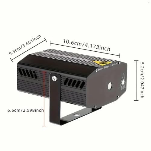 Image of Mini RGB Laser Party Light Projector | 12 Dynamic Lighting Patterns | Sound-Activated DJ & Stage Light for Home, Weddings, Birthdays & Clubs (12 DOTT & Patern Mix Design- (Black))