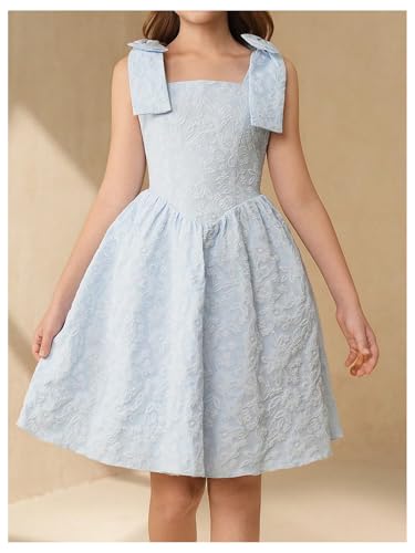 SHENHE Girl's Flower Girl Dress Bow Sleeveless Fit and Flare A Line Party Wedding Jacuqard Dress4