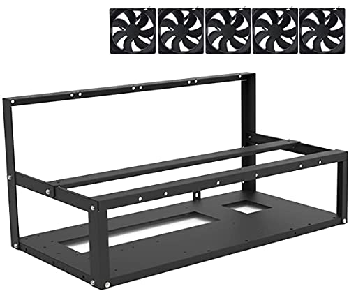 Mazepoly 6GPU/ 8GPU Steel Mining Rig Frame Open Air Miner for Mining Cryptocurrency Bitcoin/ETH/ETC/ZEC, Dual Power Supported, Frame Rack w/ 5 Cooling Fans