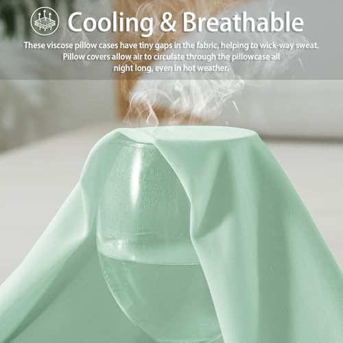 WhatsBedding Body Pillow Cover Cooling Fabric, Long Pillowcase Breathable & Skin-Friendly, Zipper Closure - Milky Green (20x54 inch)