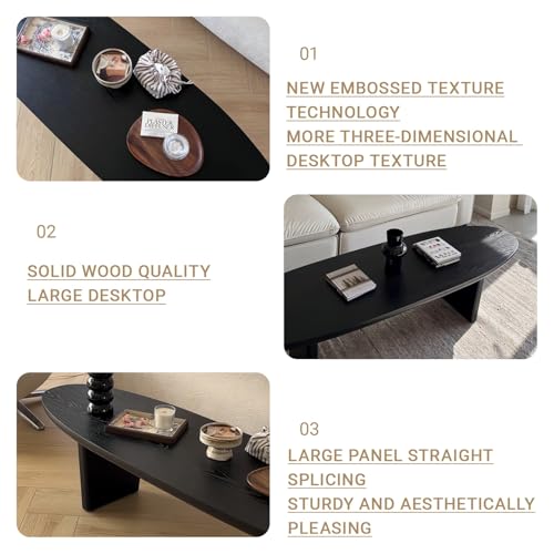 Table basse ovale bois massif table centrale salon design facile - 6
