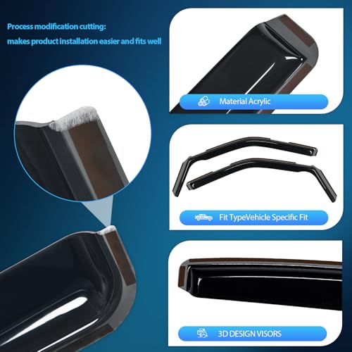 Image of Nilight in-Channel Rain Guards for Ford F150 Reg /Super Cab 2021-2026 2PCS