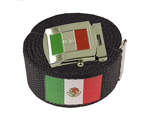 ACCmall Canvas Military Web Novelty, Flag, Soccer Team Belt & Buckle (Mexico, 60 inch)