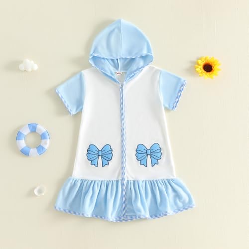 Image of Nituyy Toddler Girls Boys Swim Cover Up Terry Cloth Swimsuit Coverup Wraps Zipper Bathing Suit Pool Beach Poncho Cover-Ups