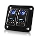 Produktbild RUIZHI 2 Gang Wippschalter 12V/24V Kippschalter mit blauem LED-Licht Wasserdichte Rocker Switch Panel für Auto Boot Fahrzeuge