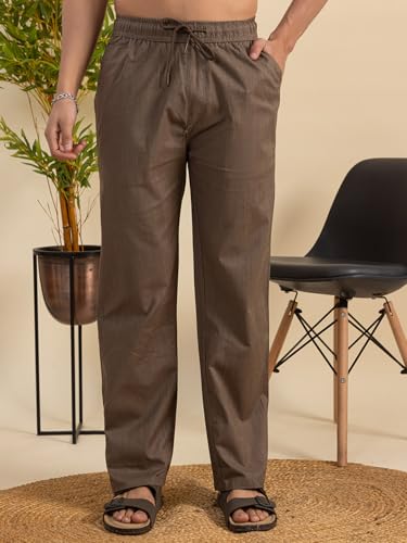 Image of Men's Premium Linen Pants | Lightweight Breathable Fabric | Elastic Waist with Drawstring | Straight Fit | Side Pockets | Perfect for Casual, Holidays & Travel