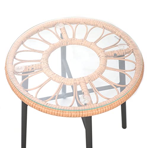 Yangming 3 Piece Patio Furniture Outdoor Conversation Bistro Set with Tempered Coffee Table and Wicker Chairs for Garden Balcony Backyard Yard Poolside, Green (QX-MA-WF-001)