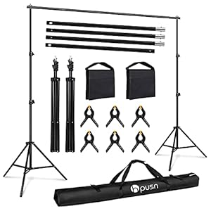 HPUSN Backdrop Stand – 10ft x 7ft Adjustable Photoshoot – Photo Backdrop Stand for Parties – Includes Travel Bag, Sand Bags, Clamps – Photo Video Studio
