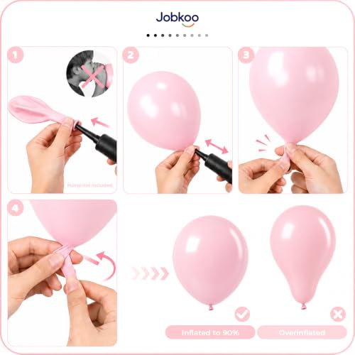 Image of Jobkoo Pink Balloons, 12 Inch Pastel Baby Light Pale Pink Latex Balloon