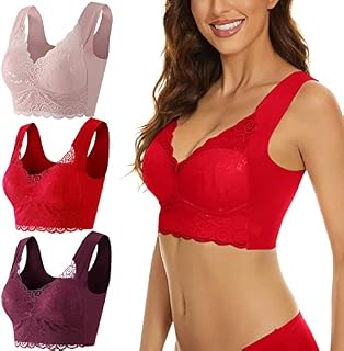 VESNIBA 3 Packs Women's Non-Wired Comfort Cotton Everyday Bra Gift for her,Sport Yoga Sleep Bralette Seamless Stretch Leisure Wire Free Crop Tops Vest for Girls Multiple Colour