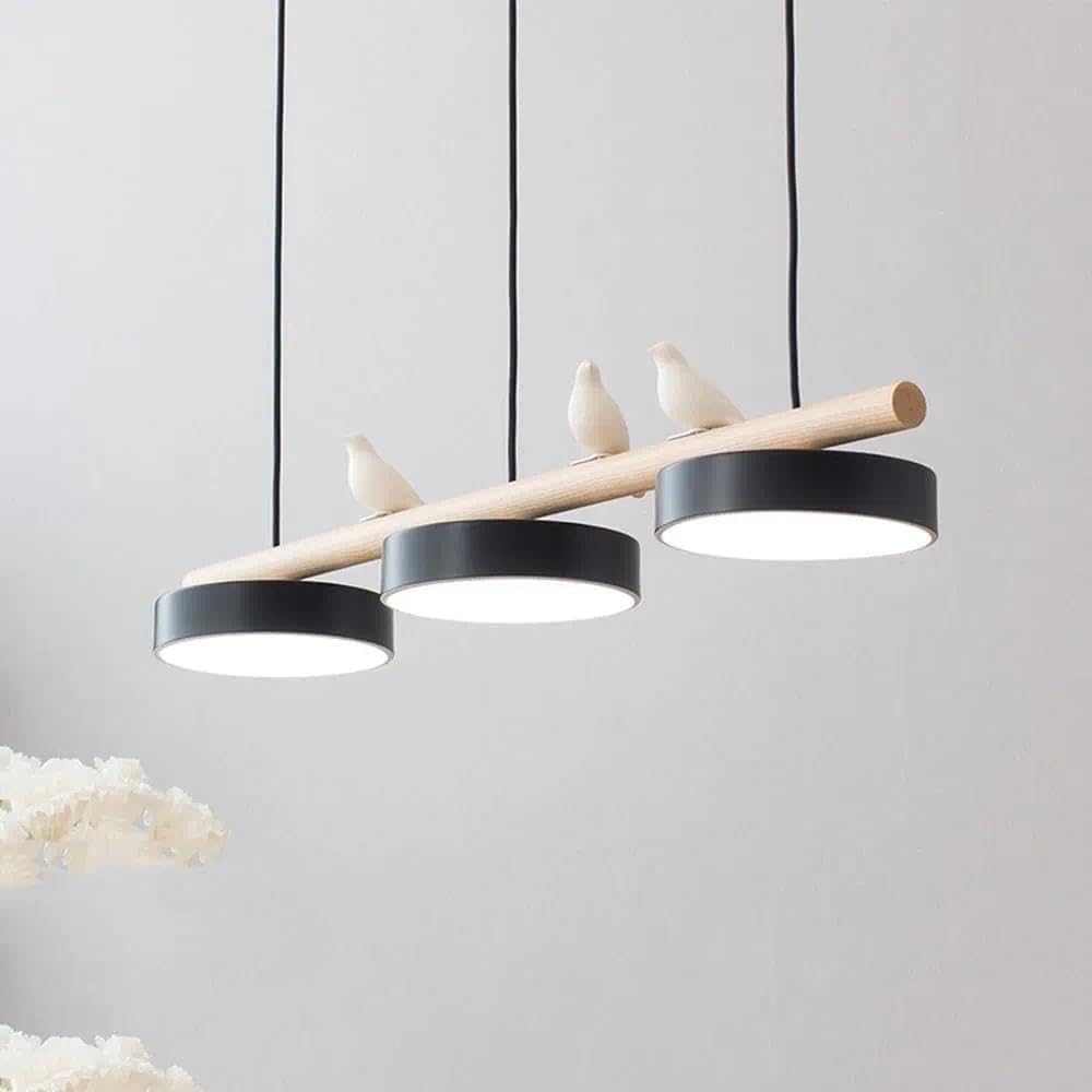 KXEcoLife 3-Lights Modern LED Linear Pendant Light, Adjustable Dimmable Chandelier for Kitchen Island, Mid Century Nordic Hanging Lamp Dining Room and Farmhouse Decor(Black)