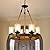 Rustic 6 Light Wagon Wheel Chandelier, Round Wood Pendant Light with Seeded Glass Shade, Farmhouse Chandeliers for Dining Room Kitchen Island Foyer Entryway
