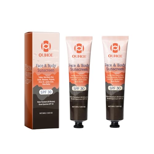 Sunscreen For Face & Body Spf 50, Natural Mineral Sunscreen, Moisturizing Sunscreen Spf30+, Natural Mineral Sunscreen, Water Resistant, Fragrance-Free