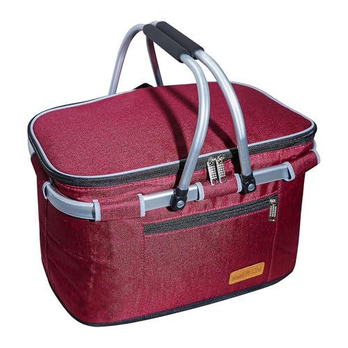 ABIUBIU Einkaufskorb Kühltasche Groß Isolierkorb KüHlkorb KüHltasche Picknickkorb Picknicktasche mit Zwei Griffen -für Reisen/Picknick/Einkaufen/Geschenk