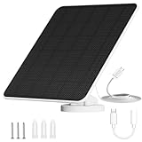 HXVIEW 6W Solar Panel for Security Camera, 5V Solar Panel Charger for Micro USB & USB-C Port Outdoor Camera, 20% Efficiency Than 5W, 360° Adjustable & IP66 Waterproof