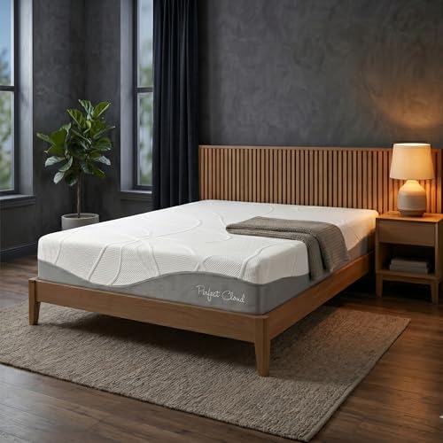 Perfect Cloud UltraPlush Full Mattress - 10 Inch Cooling Gel Memory Foam, Charcoal-Infused, Pressure...