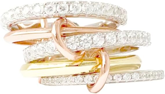 MAR MANUEL Stackable Rings for Women | Five Piece Multiple Ring with 14K Gold Plated Rings, Silver Plated Rings and Zircon Stones | Ring |