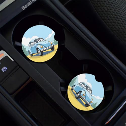 Portavasos para carro 2 piezas cerámica absorbente miniatura 6