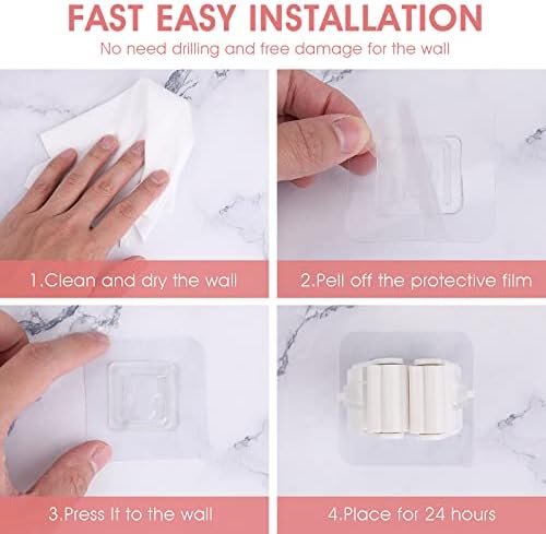 Abeillo 4 Pack Mop and Broom Holder Wall Mount, Self Adhesive Broom Gripper Holds, No Drilling, Broom and Dustpan Hanger Gripper for Home, Kitchen, Bathroom, Garden Garage