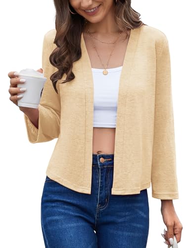 Image of Womens Shrugs Open Front Cropped Cardigan Bolero Shrugs for Dresses Summer Lightweight Cardigan Knit Sweater