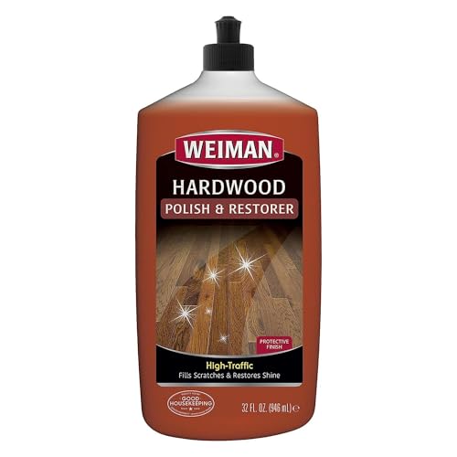 Weiman Wood Floor Polish and Restorer - 32 Ounce - High-Traffic Hardwood Floor, Natural Shine, Removes Scratches, Leaves Protective Layer, Packaging May Vary