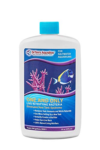Dr. Tim’s Aquatics Saltwater One & Only Nitrifying Bacteria – For New Fish Tanks, Aquariums, Water Filtering, Disease Treatment – H20 Pure Fish Tank Cleaner – Removes Toxins – 16 Oz.